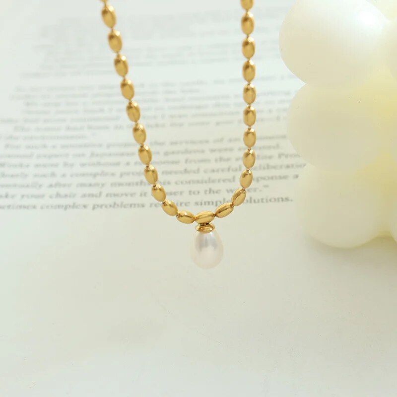 Gold Pearl Necklace | Elegant Beaded Jewellery-State of Style