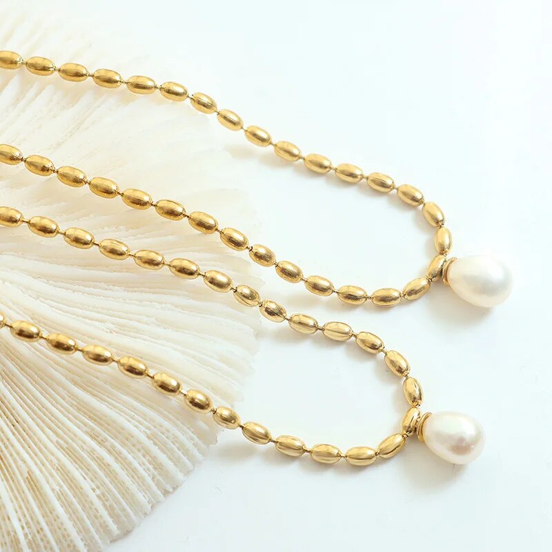 Gold Pearl Necklace | Elegant Beaded Jewellery-State of Style