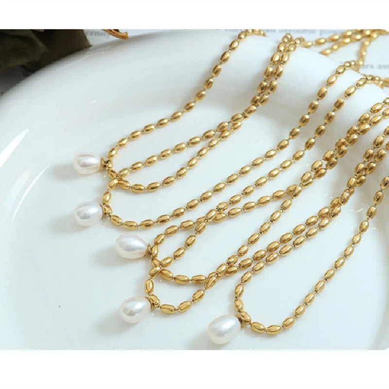 Gold Pearl Necklace | Elegant Beaded Jewellery-State of Style