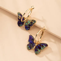 Gold Plated Butterfly Earrings with Acrylic Crystals - Mariposa-Blue-State of Style