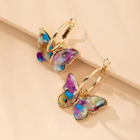 Gold Plated Butterfly Earrings with Acrylic Crystals - Mariposa-Multicoloured-State of Style