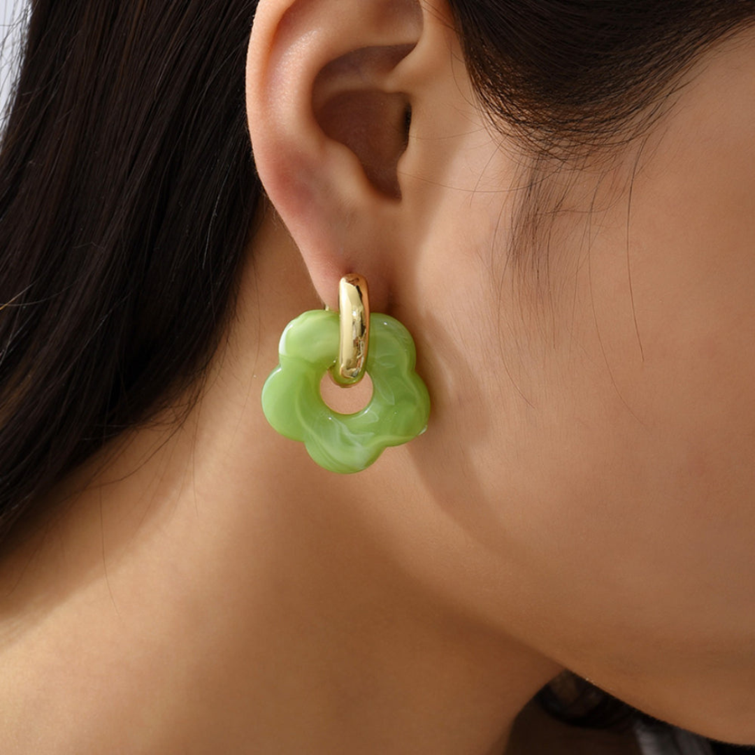 Gold-Plated Floral Earrings - Valeria-Light Blue-State of Style