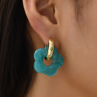 Gold-Plated Floral Earrings - Valeria-Light Blue-State of Style