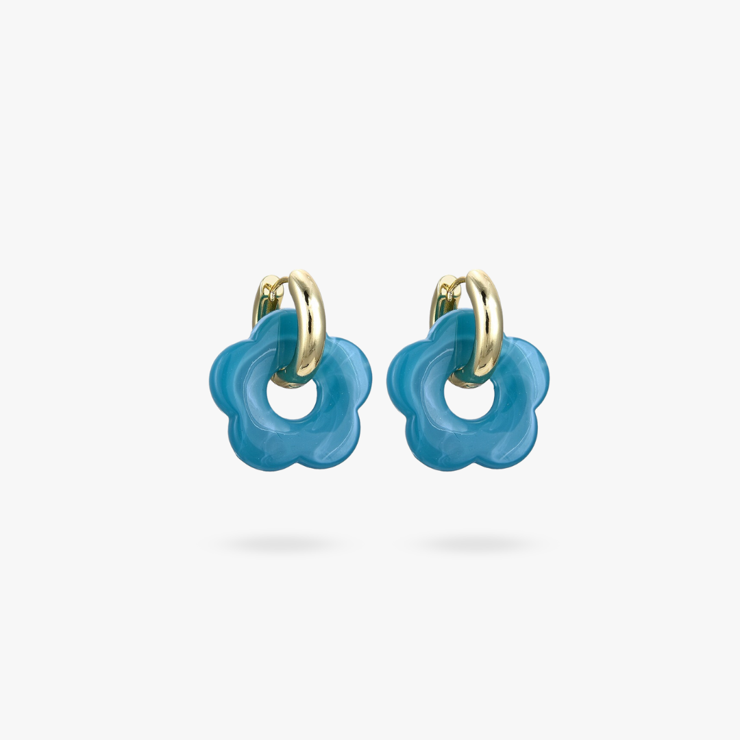 Gold-Plated Floral Earrings - Valeria-Light Blue-State of Style