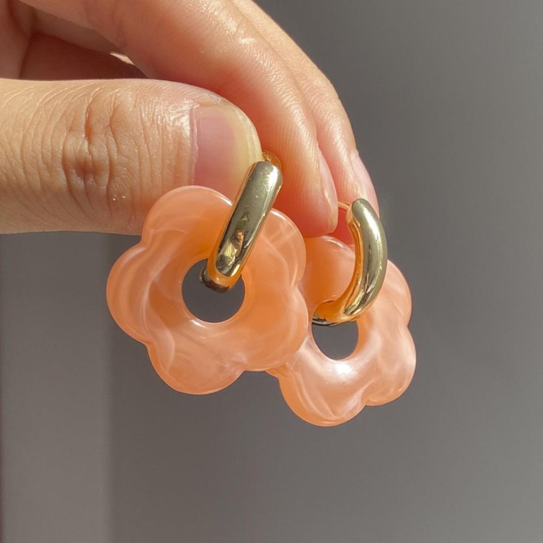 Gold-Plated Floral Earrings - Valeria-Orange-State of Style