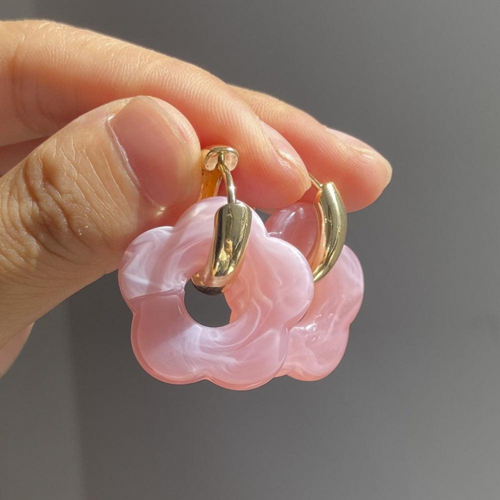 Gold-Plated Floral Earrings - Valeria-Pink-State of Style