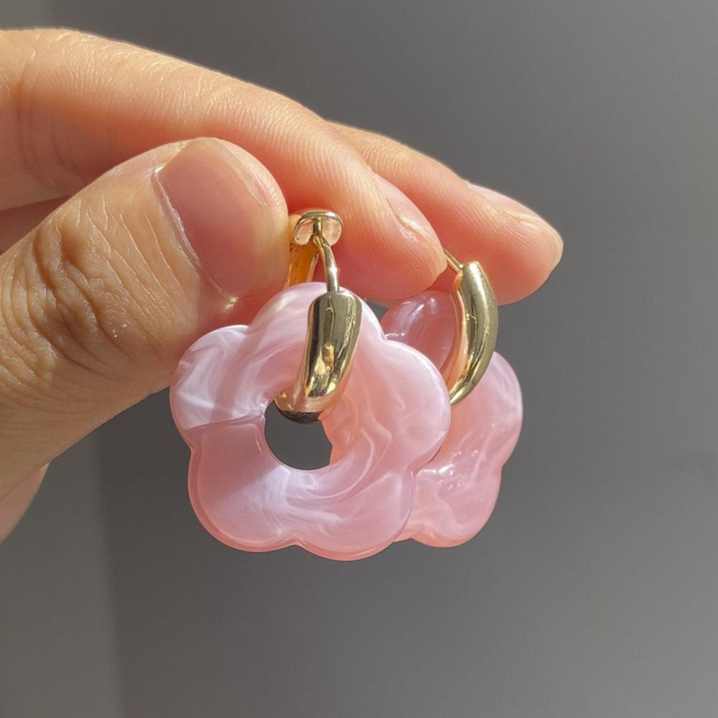 Gold-Plated Floral Earrings - Valeria-Pink-State of Style