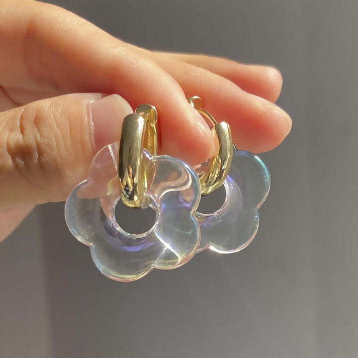 Gold-Plated Floral Earrings - Valeria-Transparent-State of Style