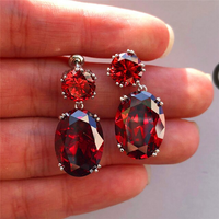 Gold-Plated Oval Earrings | Elegant Women's Jewellery-Red-State of Style