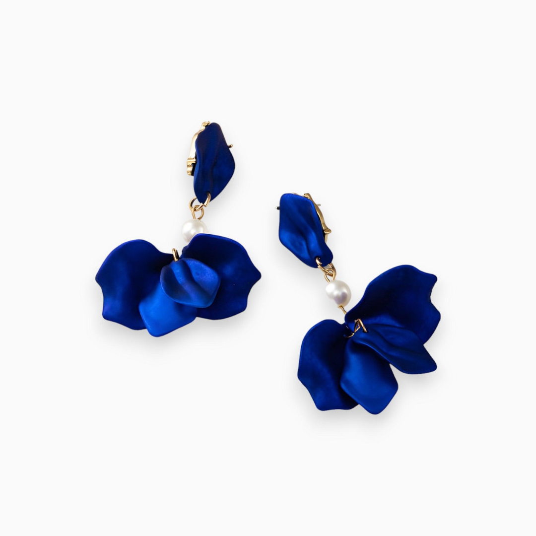 Gold-Plated Pearl Dangle Earrings - Isabella-Blue-State of Style