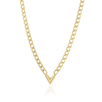 Gold-Plated V-Shaped Link Chain Necklace-State of Style