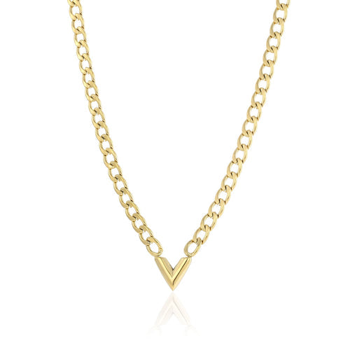 Gold-Plated V-Shaped Link Chain Necklace-State of Style