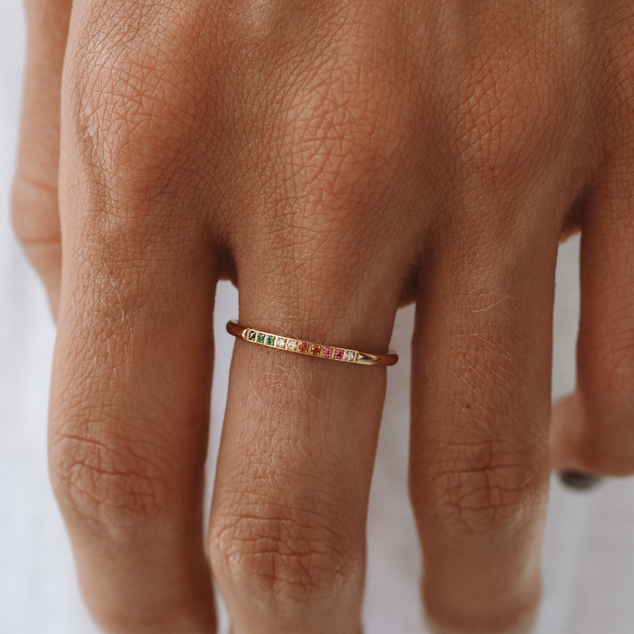 Golden Ring with Coloured Stones - Solene