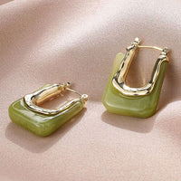 Gold Vintage Earrings with Green Enamel - Celia-State of Style