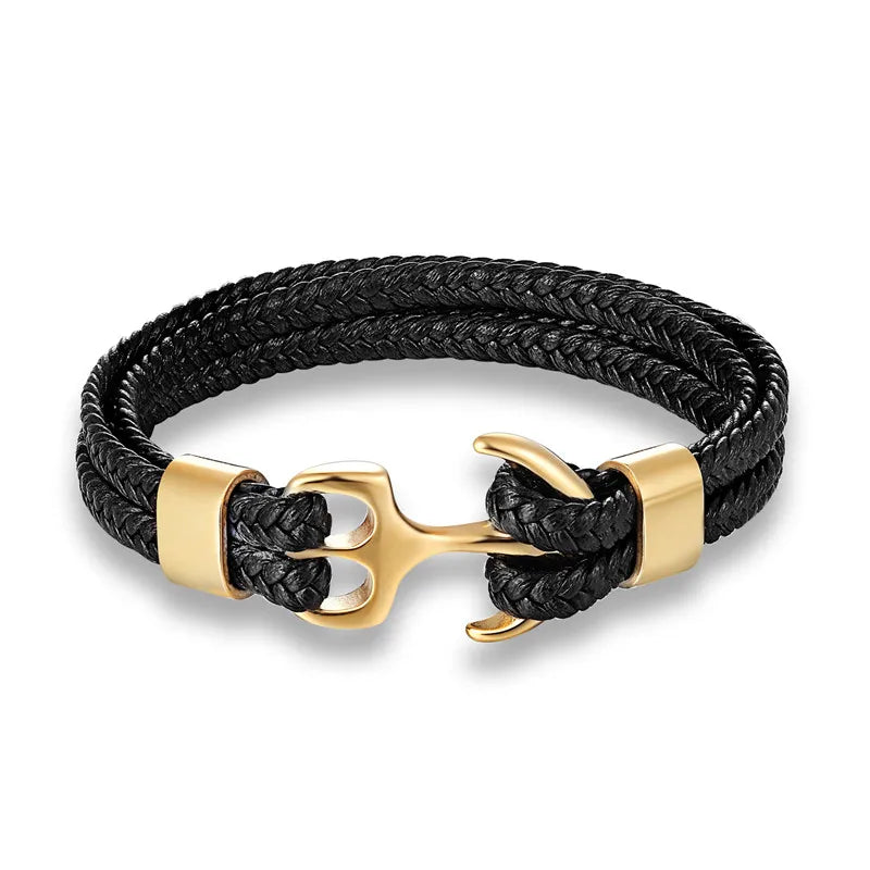 Nautical Anchor Leather Bracelet | Stylish Men's Jewellery