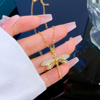 Golden Dragonfly Necklace | Delicate Jewellery for Women-State of Style