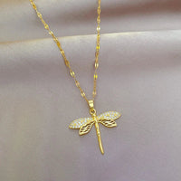 Golden Dragonfly Necklace | Delicate Jewellery for Women-State of Style