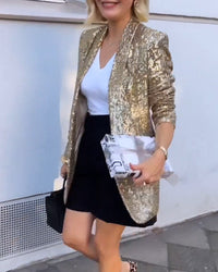 Golden Glitter Jacket with Sequins - Rosamund-Gold-S-State of Style