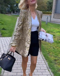 Golden Glitter Jacket with Sequins - Rosamund-Gold-S-State of Style