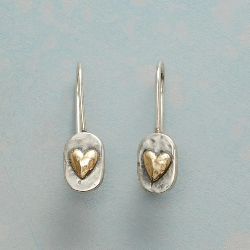 Golden Heart Earrings in Vintage Silver - Elayna-State of Style