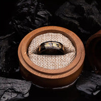 Golden Leaf and Black Meteorite Tungsten Ring - Orion-49mm-State of Style