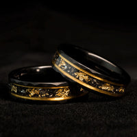 Golden Leaf and Black Meteorite Tungsten Ring - Orion-49mm-State of Style