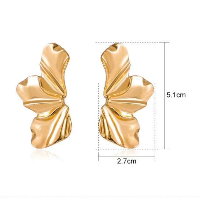 Golden Petal Stud Earrings | Elegant Floral Design-GOLD-State of Style