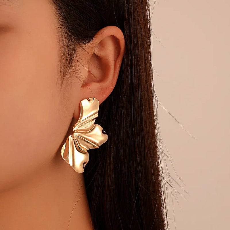 Golden Petal Stud Earrings | Elegant Floral Design-GOLD-State of Style