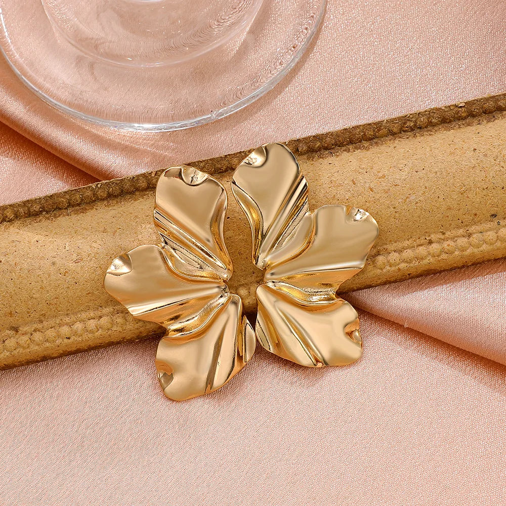 Golden Petal Stud Earrings | Elegant Floral Design-GOLD-State of Style