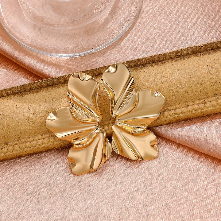 Golden Petal Stud Earrings | Elegant Floral Design-GOLD-State of Style