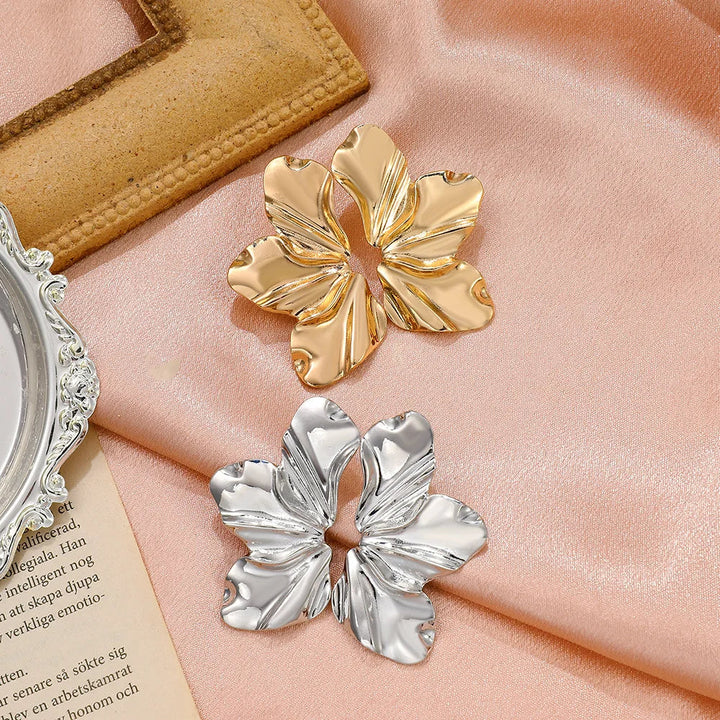 Golden Petal Stud Earrings | Elegant Floral Design-GOLD-State of Style