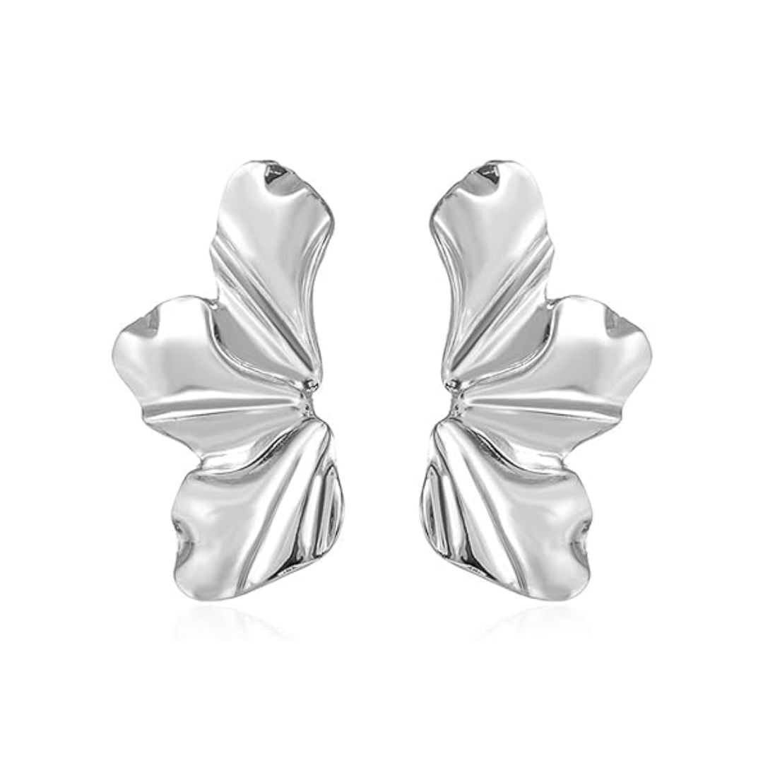 Golden Petal Stud Earrings | Elegant Floral Design-SILVER-State of Style