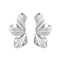 Golden Petal Stud Earrings | Elegant Floral Design-SILVER-State of Style