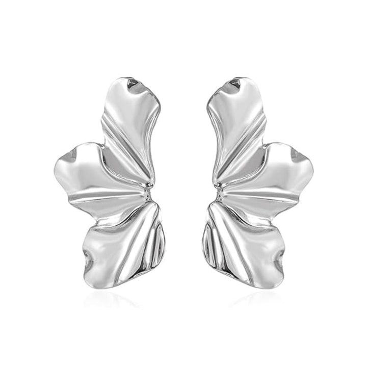 Golden Petal Stud Earrings | Elegant Floral Design-SILVER-State of Style