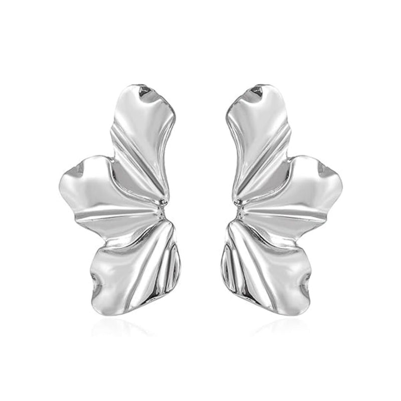Golden Petal Stud Earrings | Elegant Floral Design-SILVER-State of Style