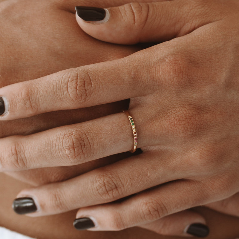 Golden Ring with Coloured Stones - Solene-Gold-6-State of Style