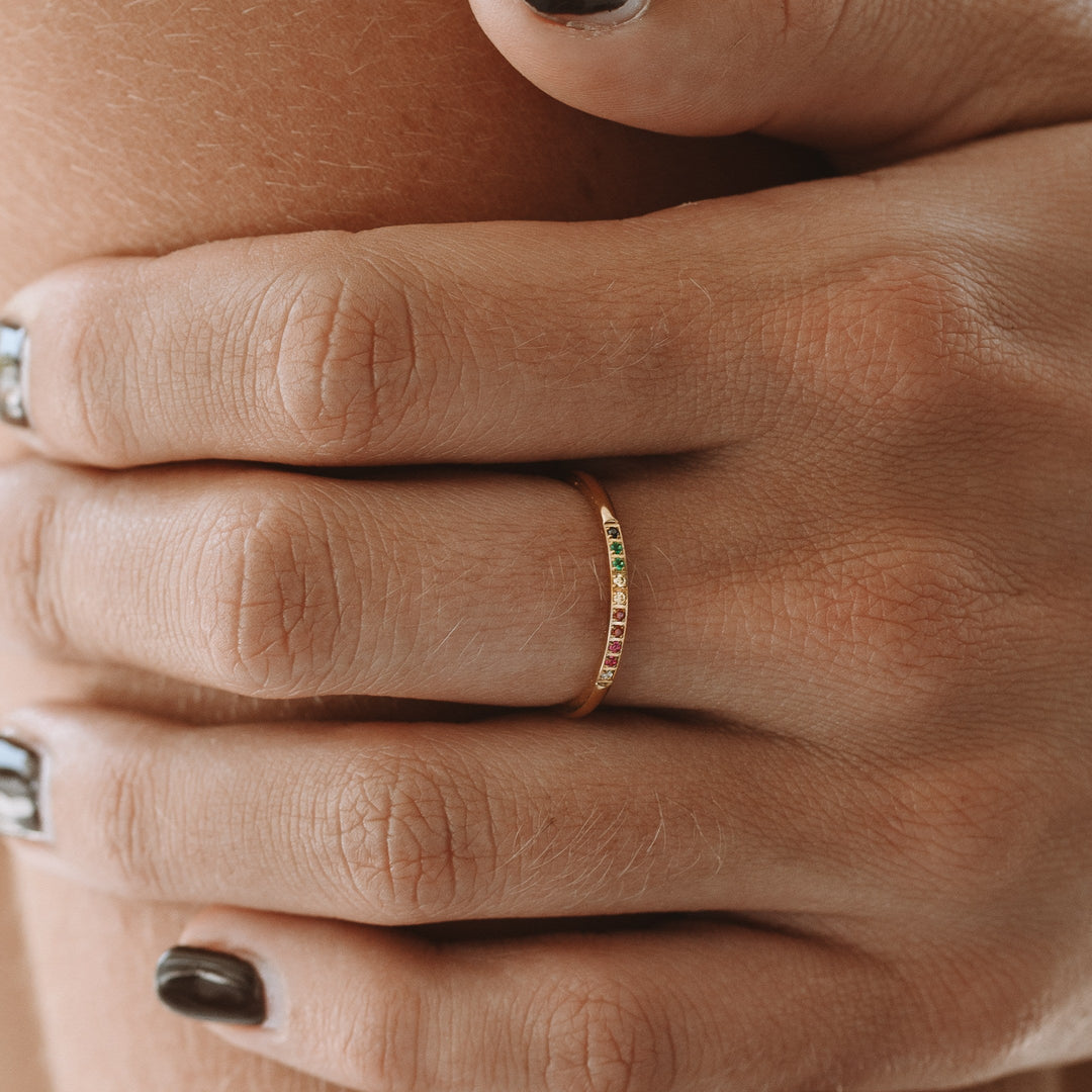 Golden Ring with Coloured Stones - Solene-Gold-6-State of Style
