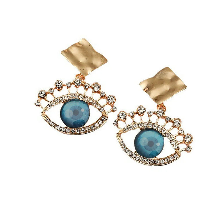 Golden Vintage Earrings with Evil Eye - Nerina-State of Style