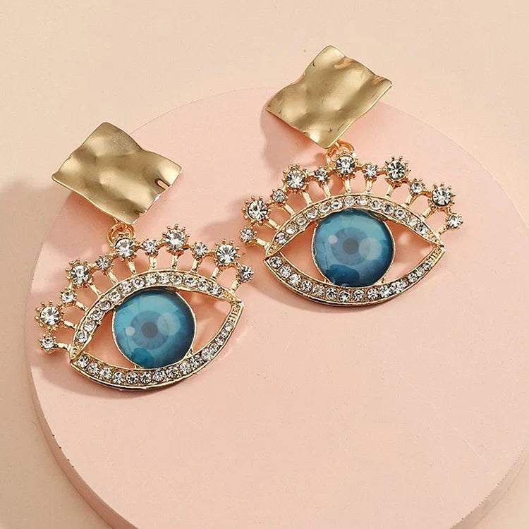 Golden Vintage Earrings with Evil Eye - Nerina-State of Style