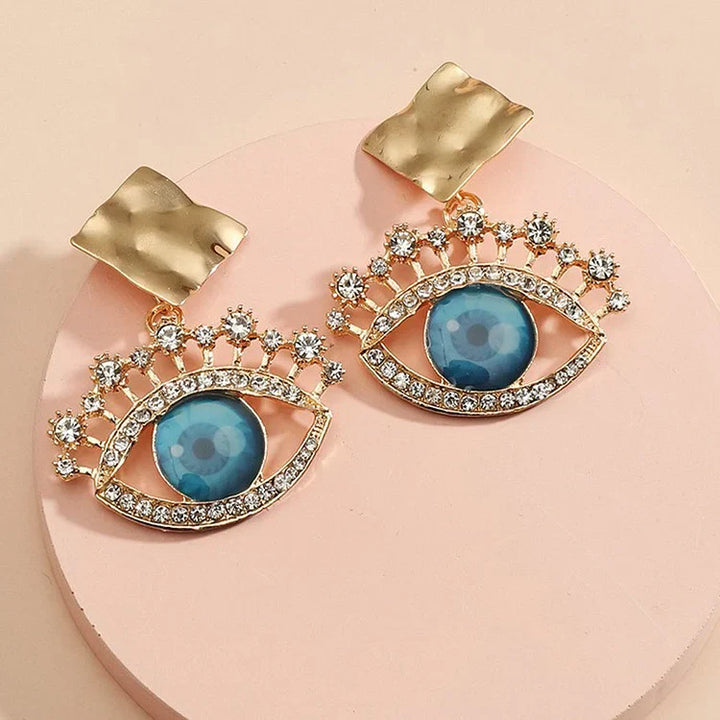 Golden Vintage Earrings with Evil Eye - Nerina-State of Style
