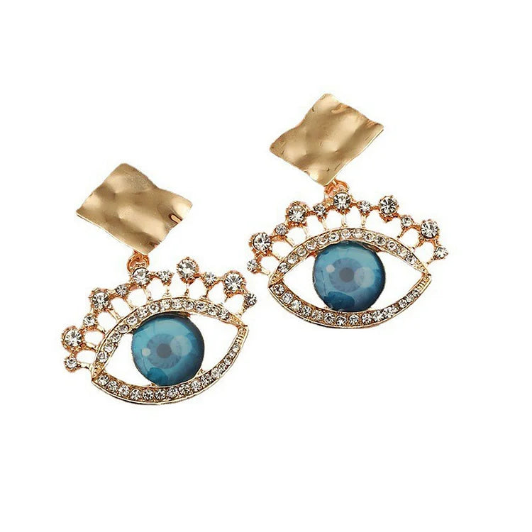 Golden Vintage Earrings with Evil Eye - Nerina-State of Style