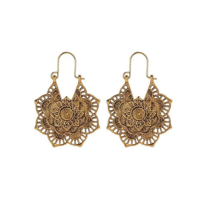 Gold/Silver Lotus Mandala Earrings - Isolde-Vintage Gold-State of Style