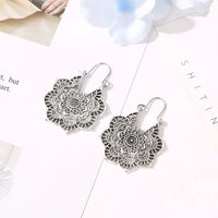 Gold/Silver Lotus Mandala Earrings - Isolde-Vintage Silver-State of Style