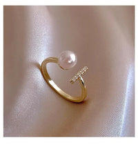 Gothic Open T-Shaped Pearl Ring | Adjustable Design-State of Style