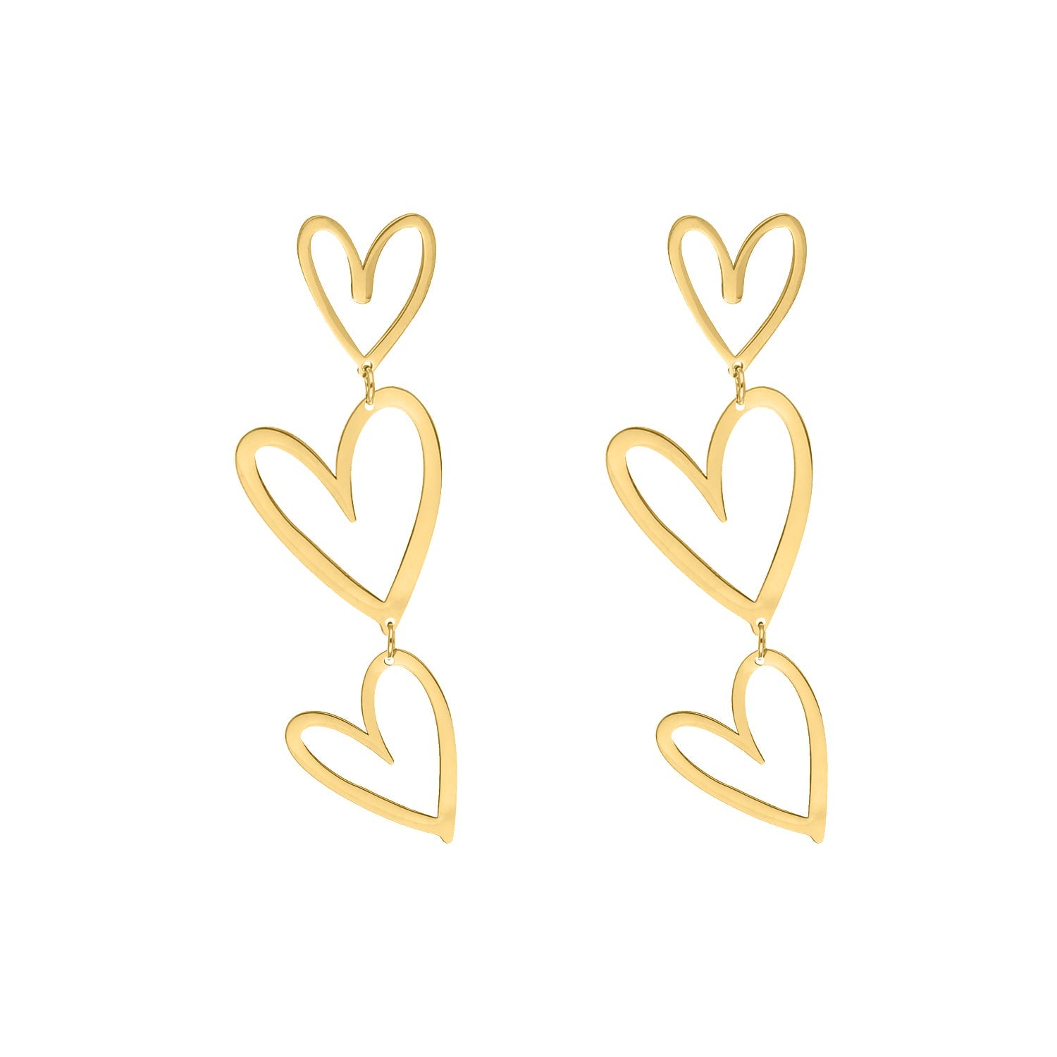 Triple Heart Pendant Earrings