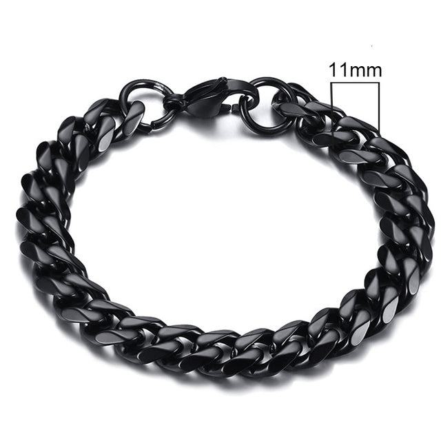 GRACE UNISEX CURB CHAIN BRACELET-.11CM Black-18cm-State of Style