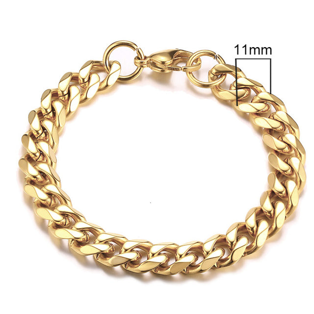 GRACE UNISEX CURB CHAIN BRACELET-.11CM Gold-18cm-State of Style