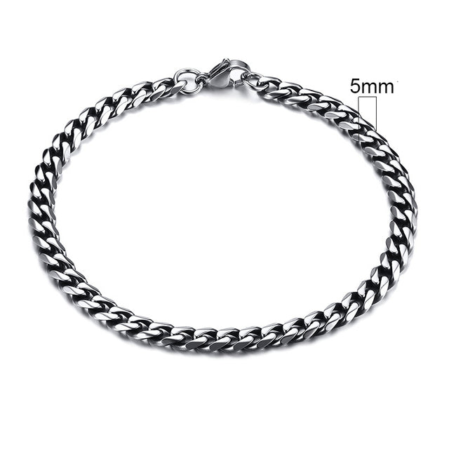 GRACE UNISEX CURB CHAIN BRACELET-.11CM Silver-18cm-State of Style