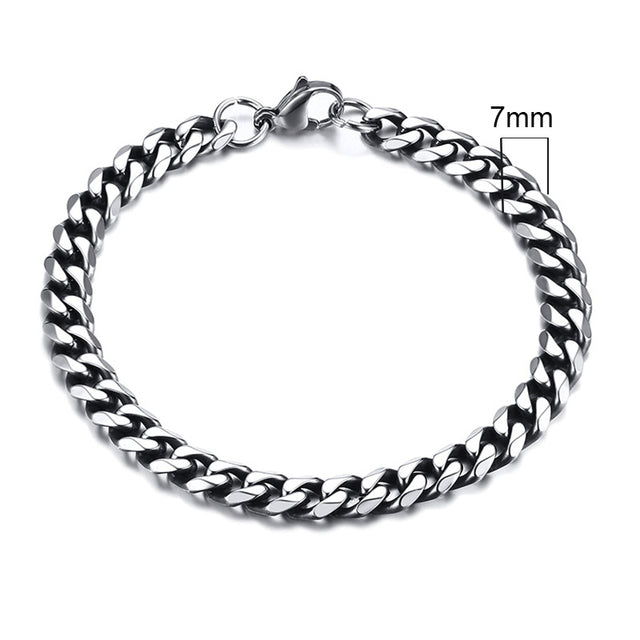 GRACE UNISEX CURB CHAIN BRACELET-.11CM Silver-18cm-State of Style