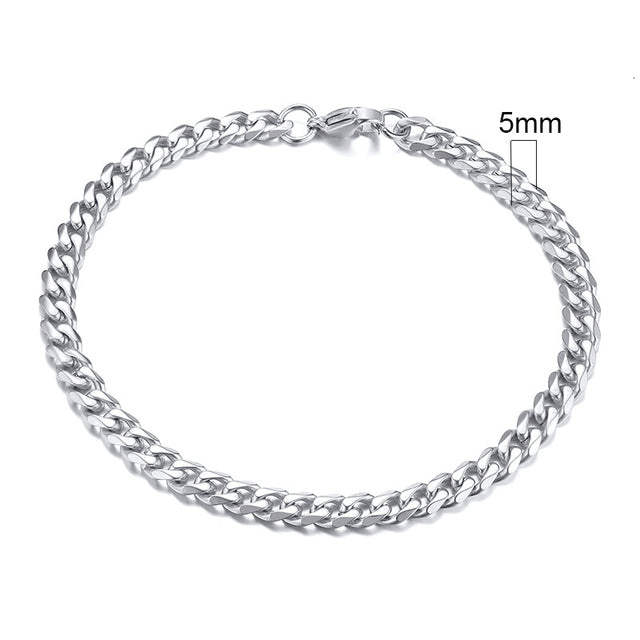 GRACE UNISEX CURB CHAIN BRACELET-.11CM Silver-18cm-State of Style